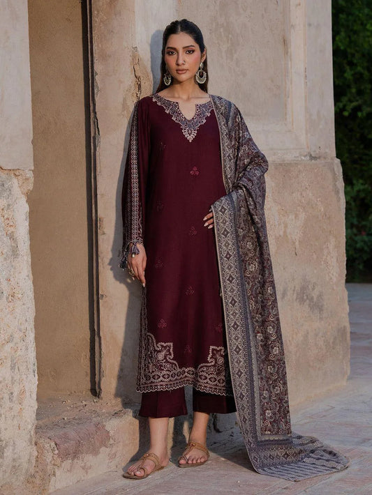 3 Pcs Women's Unstitched Embroidered Suit