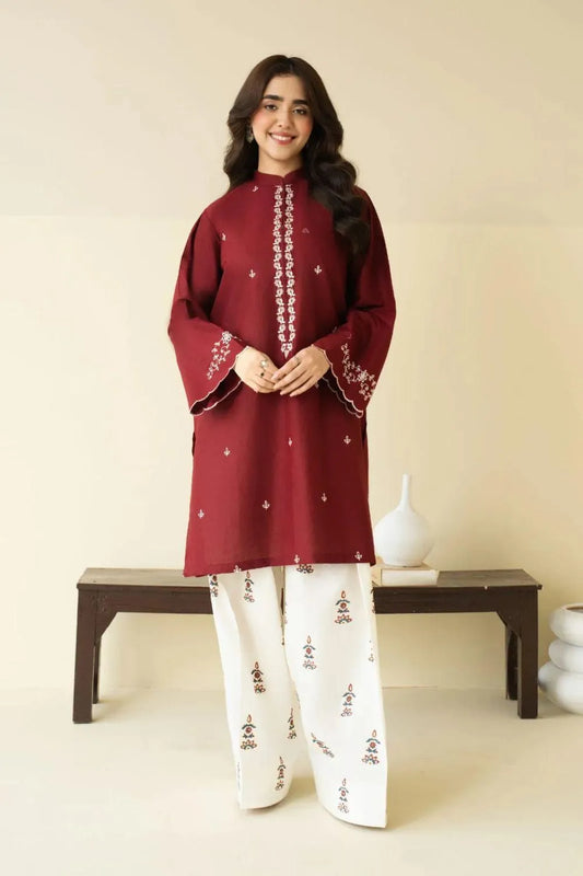 2 Pcs Women's Unstitched Embroidered Suit