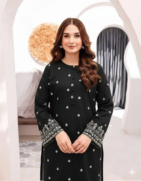 2 Pcs Women's Unstitched Embroidered Suit