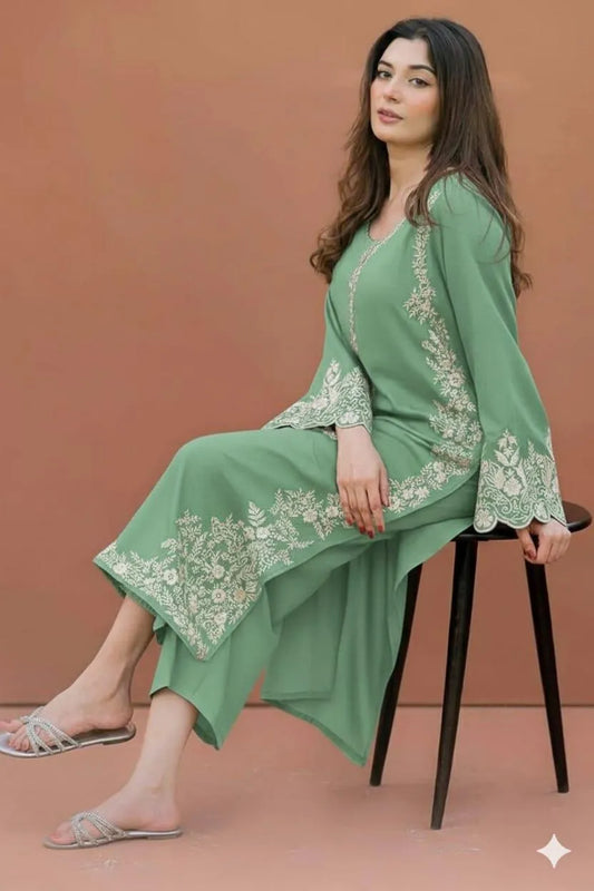 2 Pcs Women's Unstitched Embroidered Suit