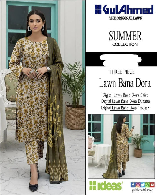 3 Pcs Women's Unstitched Digital Print Suit