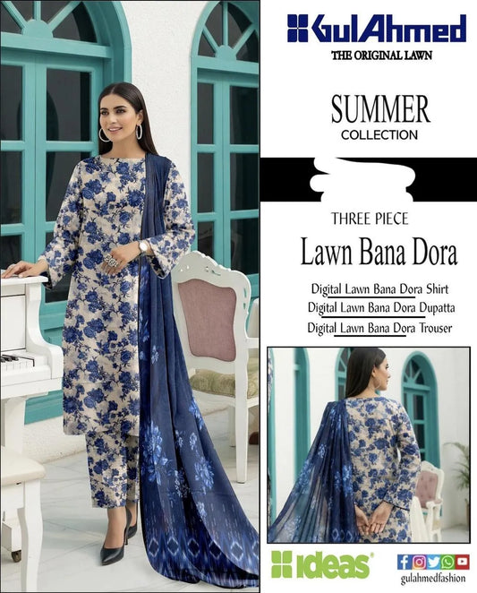 3 Pcs Women's Unstitched Digital Print Suit